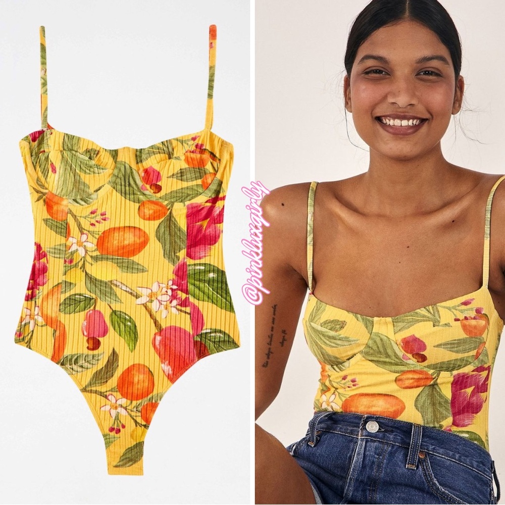 FARM Rio Yellow Floral Bodysuit
